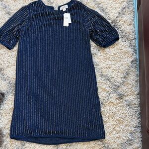 Velvet Sequin Embellished Navy Top